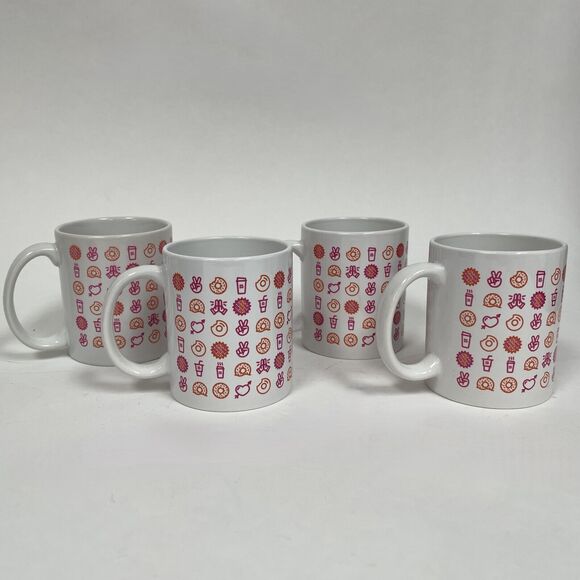 Dunkin Donuts Holiday Coffee Cups Mugs White Pink Orange Multicolor Lot of 4 - Picture 5 of 9
